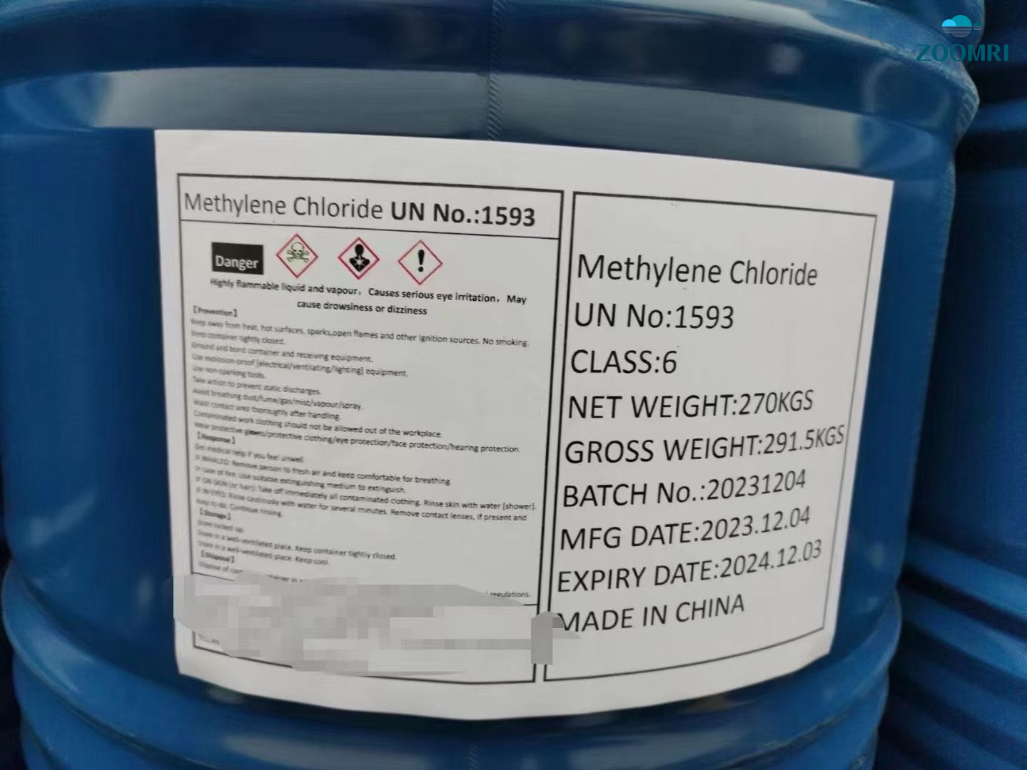 Raw Material Dichloromethane CAS 75-09-2 Methylene Chloride for PU Foam Plastic Production